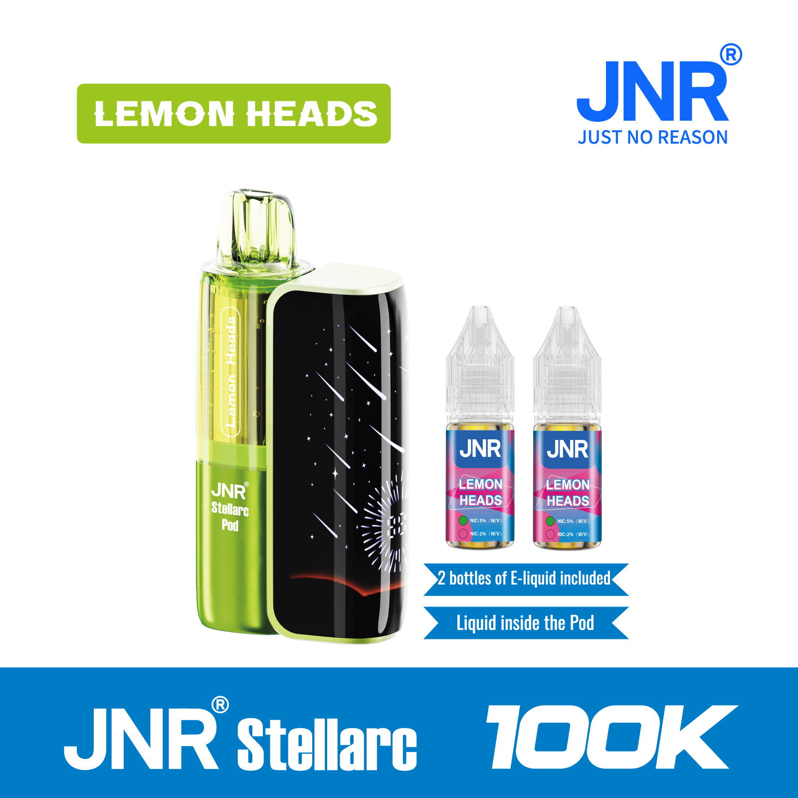 Lemon Heads | JNR Stellarc 100K Puffs Kit - Refillable & Replaceable Pod Vape - JNR-Vape